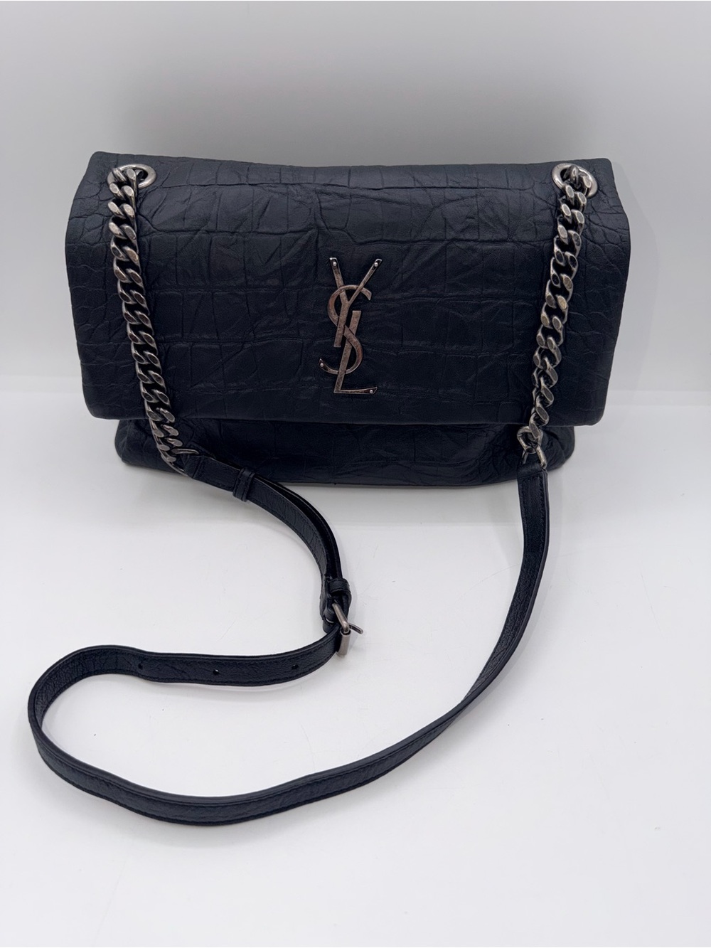 Saint Laurent West Hollywood Shoulder Bag Crocodile Embossed Leather Bag - Picture 2 of 15